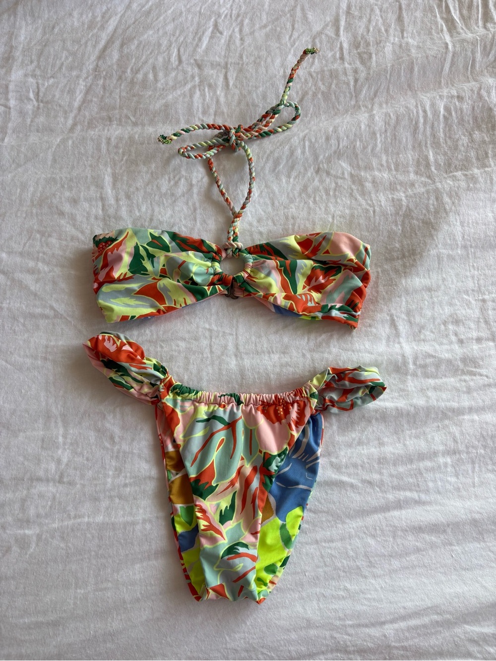 Girls Floral Bandeau Bikini Set in Multicolor